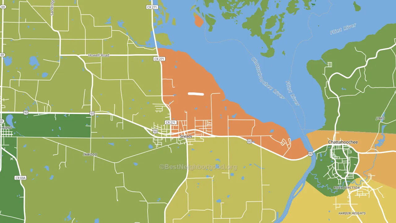 Sneads, FL block-group voter-turnout map