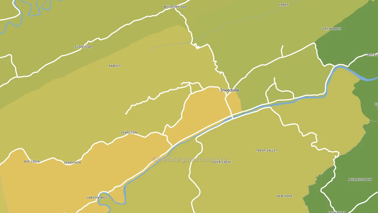 Sneedville, TN block-group voter-turnout map