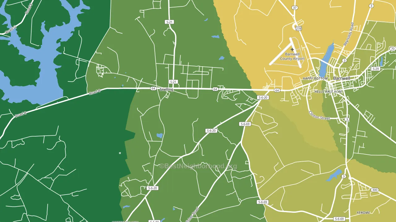 Snelling, SC block-group voter-turnout map