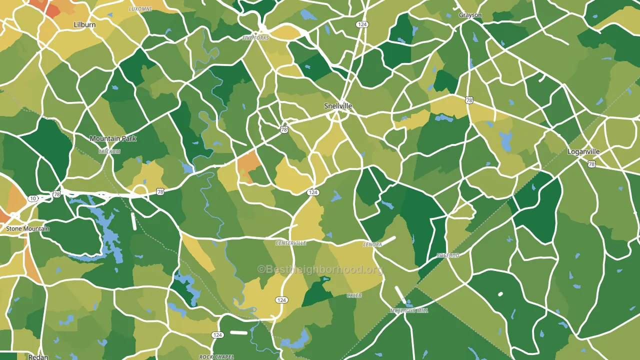 Snellville, GA block-group voter-turnout map