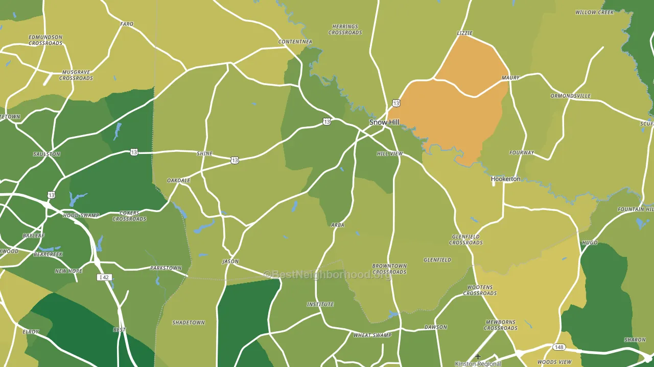 Snow Hill, NC block-group voter-turnout map