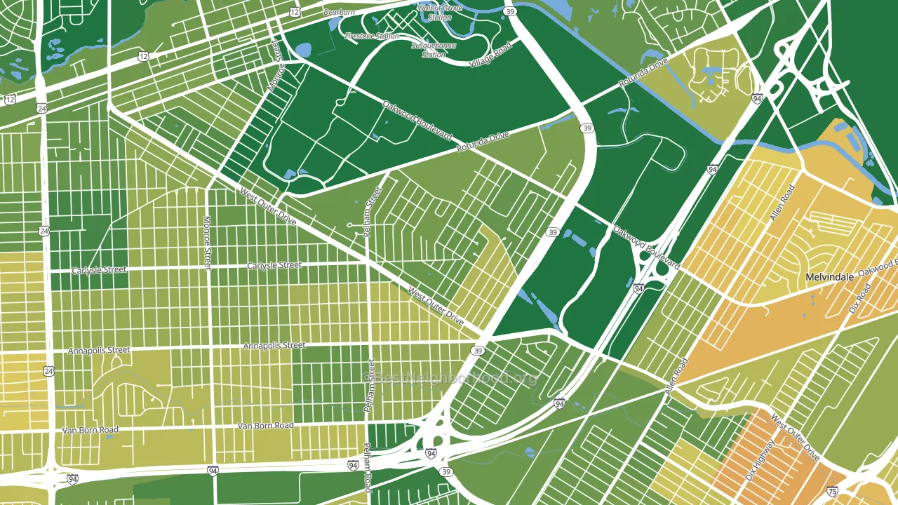 Snow Woods, Dearborn, MI block-group voter-turnout map