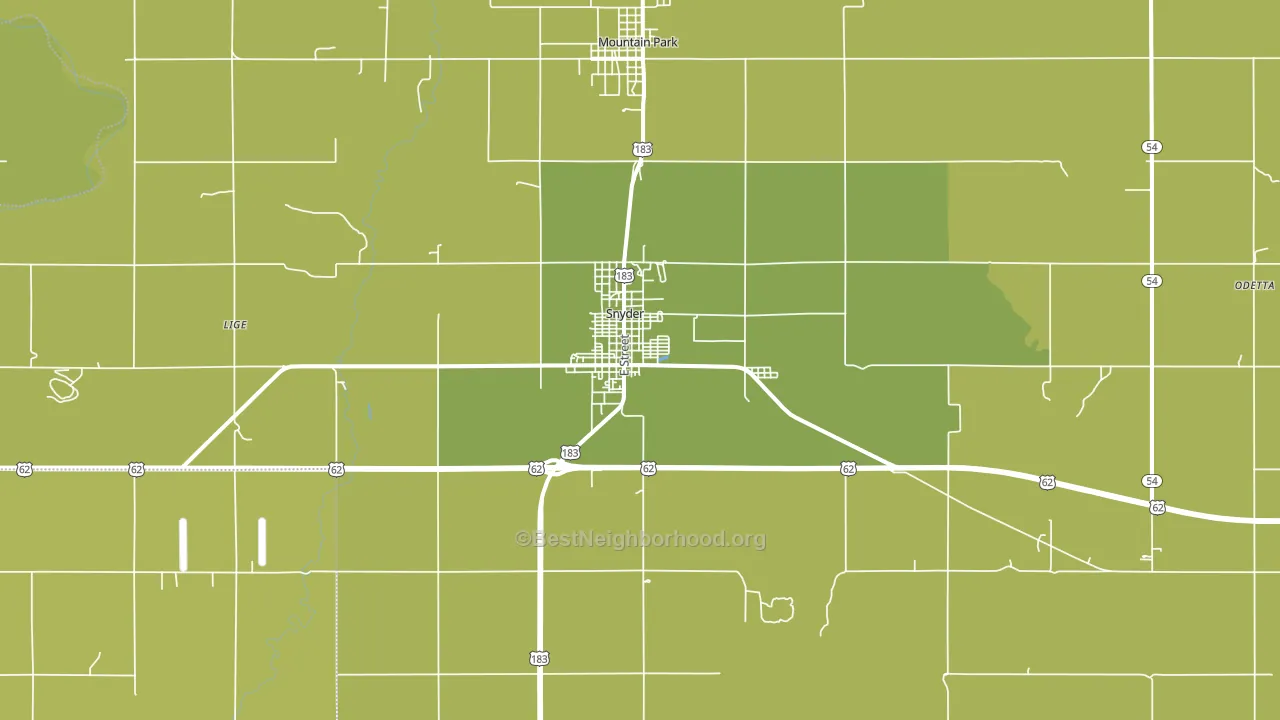 Snyder, OK block-group voter-turnout map
