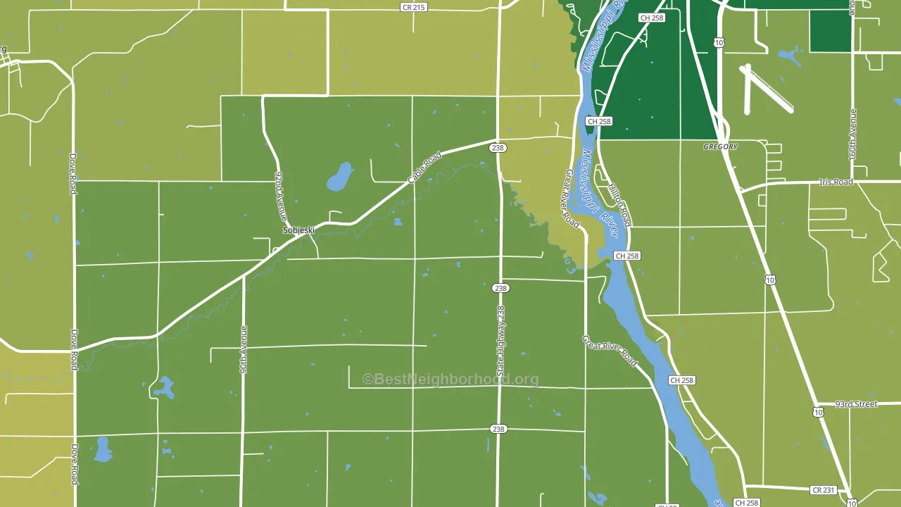 Sobieski, MN block-group voter-turnout map