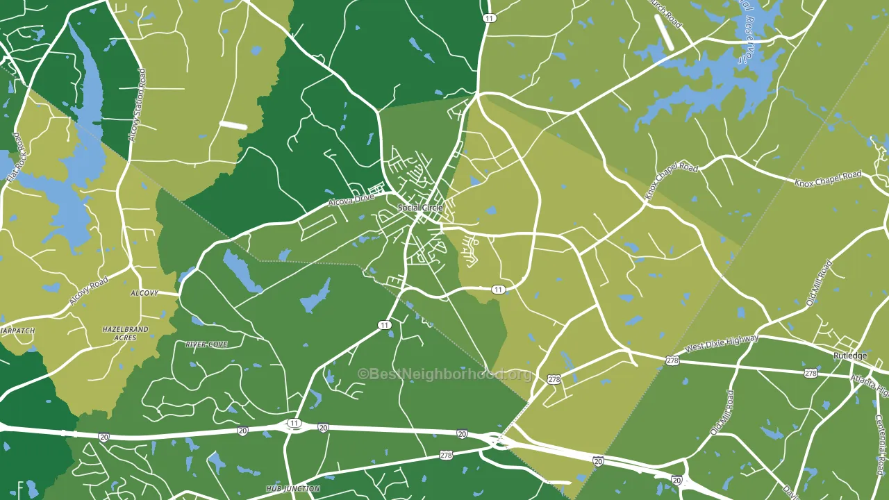 Social Circle, GA block-group voter-turnout map