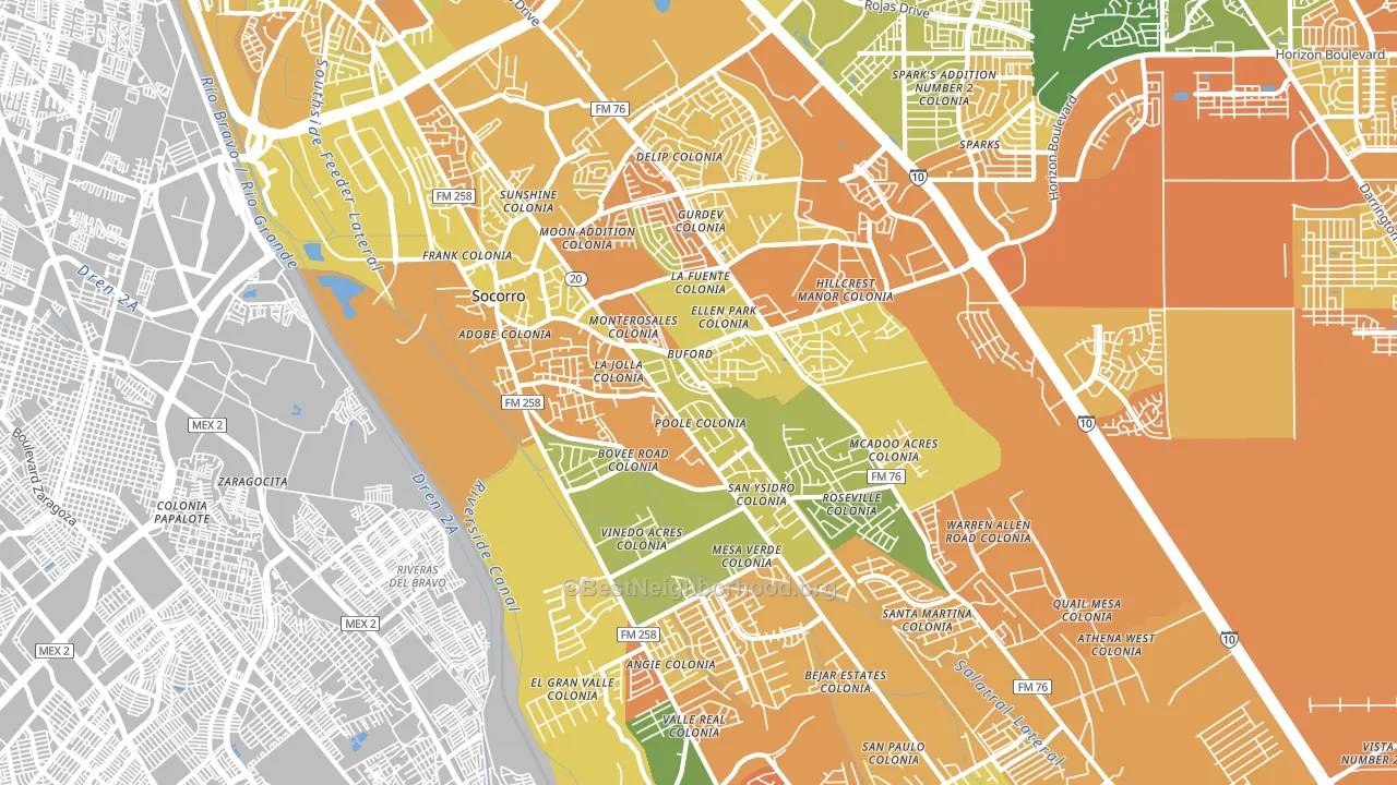 Socorro, TX block-group voter-turnout map