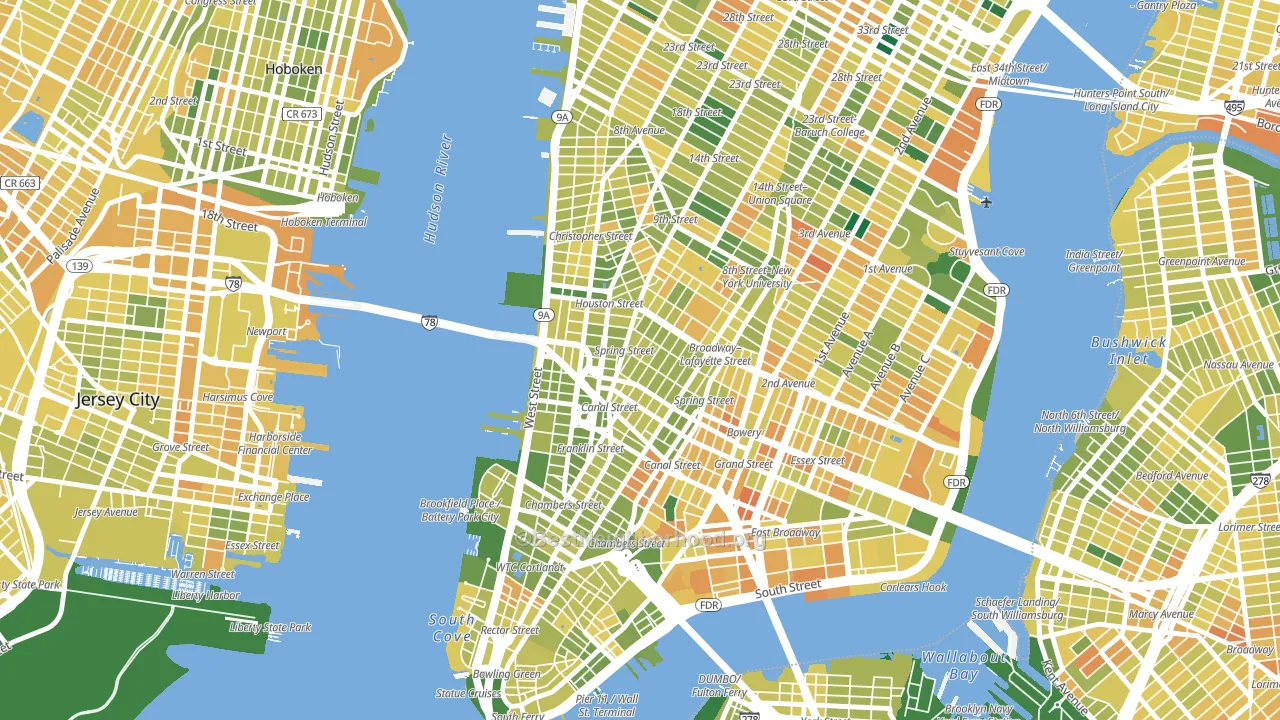 Soho, Manhattan, NY block-group voter-turnout map
