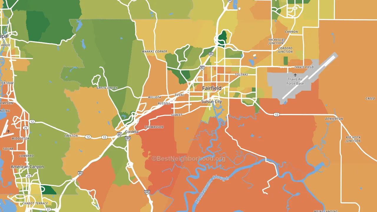 Solano County, CA block-group voter-turnout map