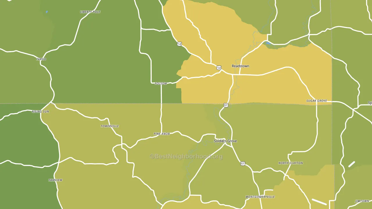 Soldiers Grove, WI block-group voter-turnout map