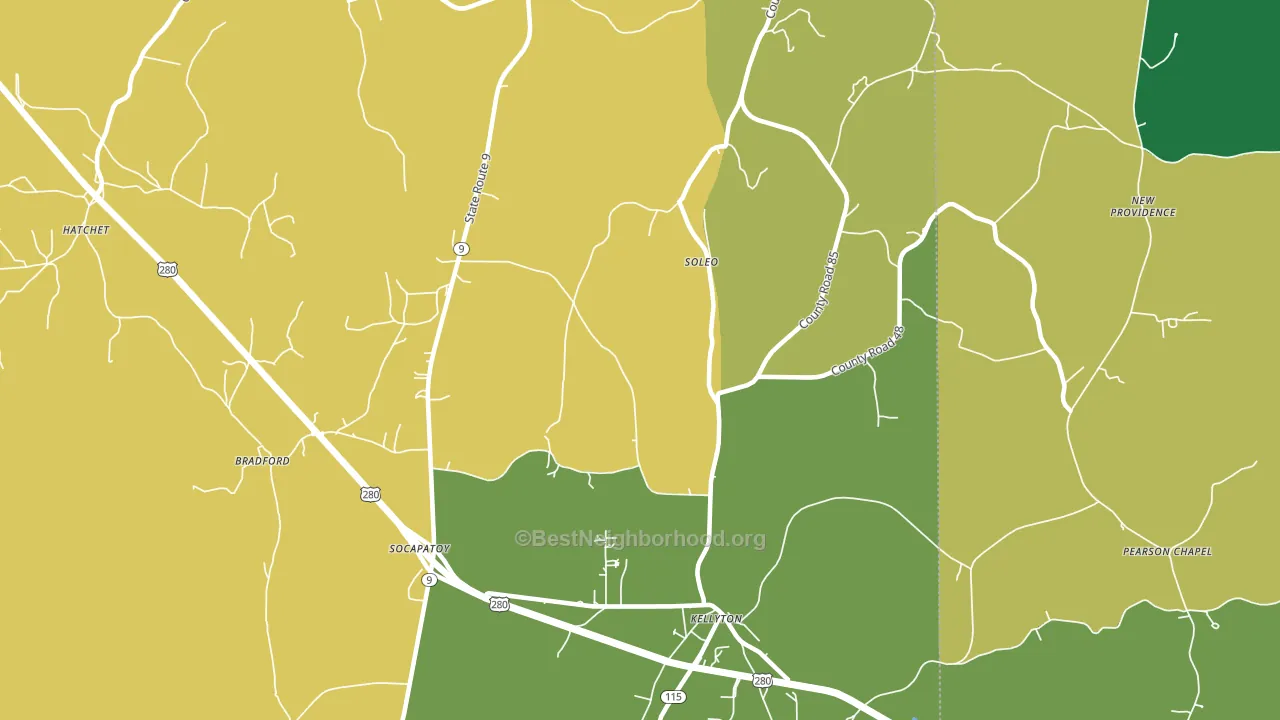 Soleo, AL block-group voter-turnout map