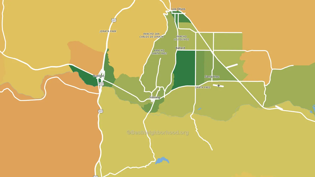 Solvang, CA block-group voter-turnout map