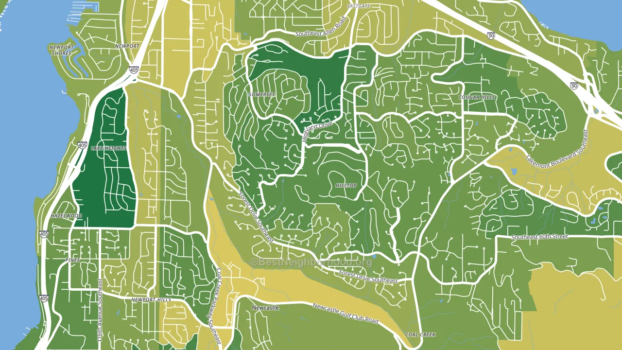Somerset, Bellevue, WA block-group voter-turnout map
