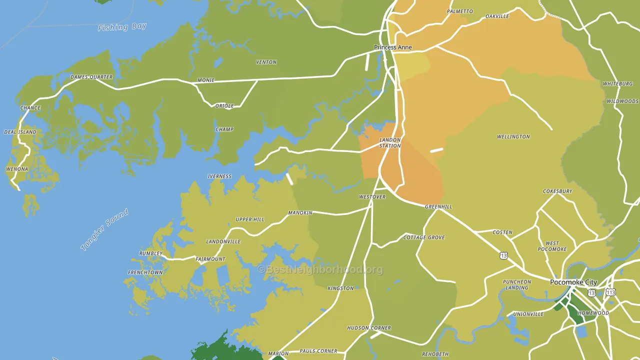 Somerset County, MD block-group voter-turnout map