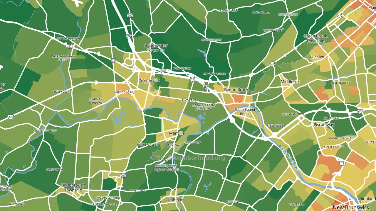 Somerset County, NJ block-group voter-turnout map