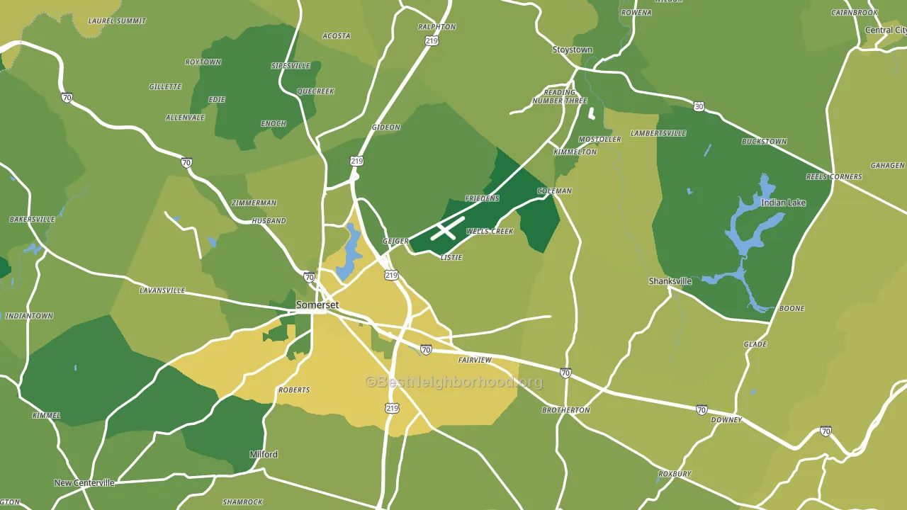 Somerset County, PA block-group voter-turnout map