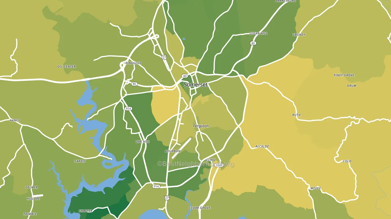 Somerset, KY block-group voter-turnout map