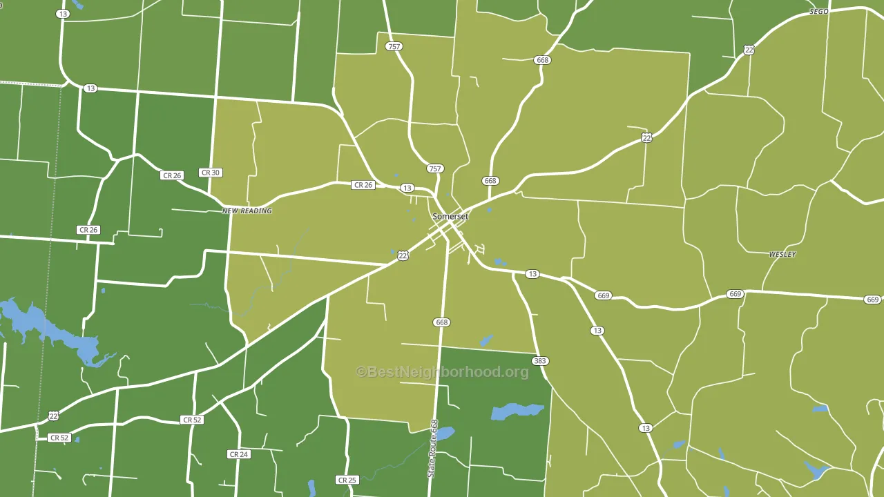 Somerset, OH block-group voter-turnout map