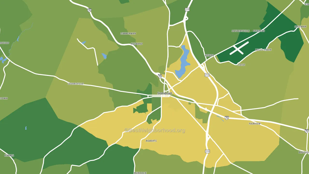Somerset, PA block-group voter-turnout map