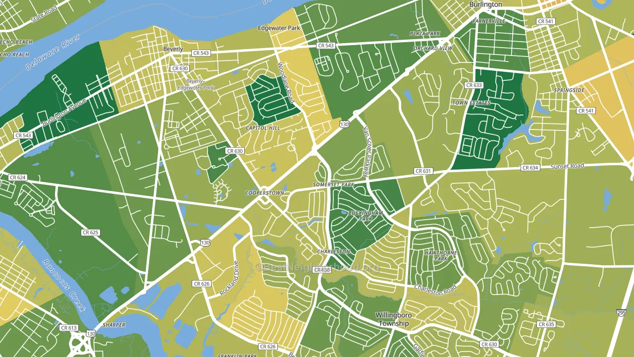 Somerset Park, Willingboro, NJ block-group voter-turnout map