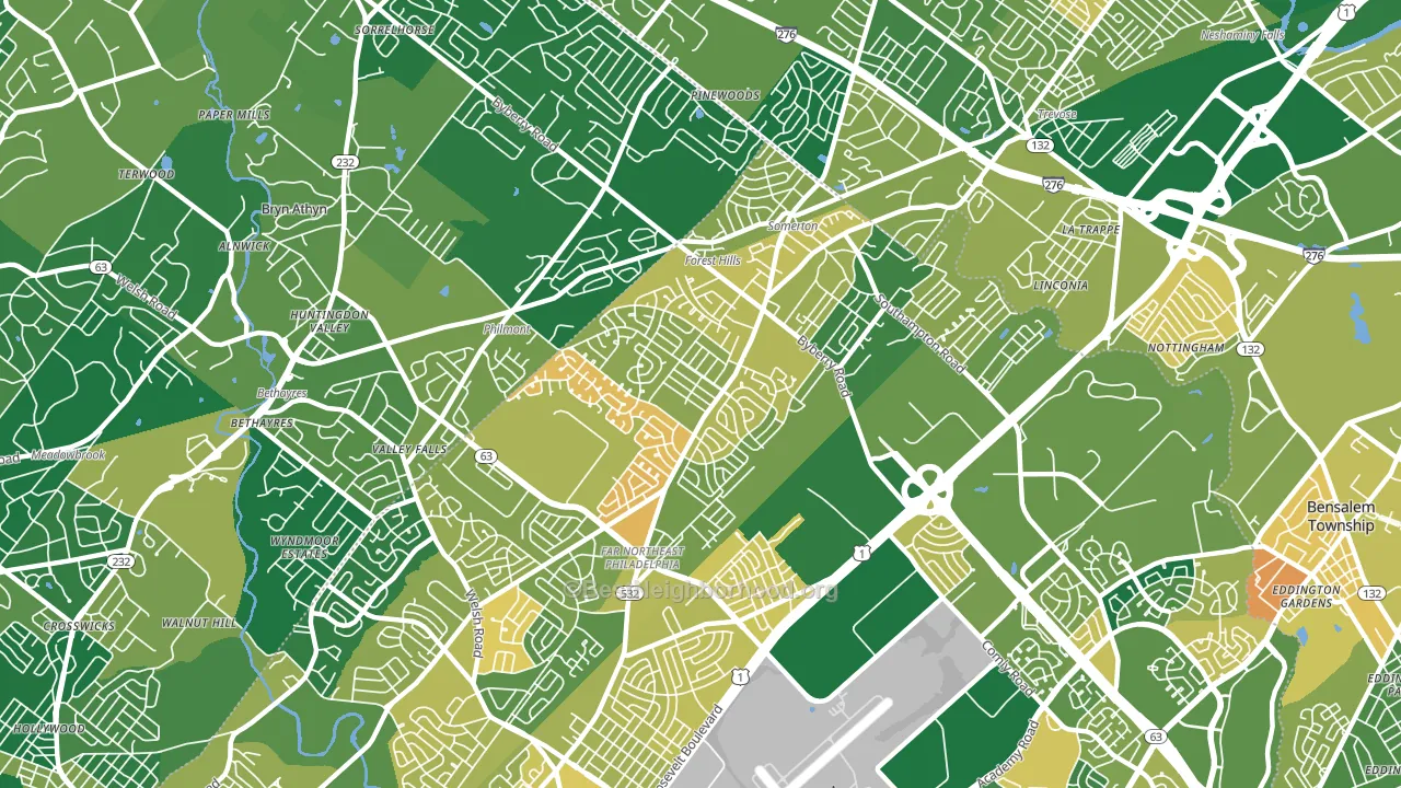 Somerton, Philadelphia, PA block-group voter-turnout map