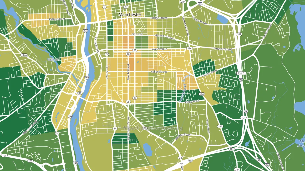 Somerville, Manchester, NH block-group voter-turnout map