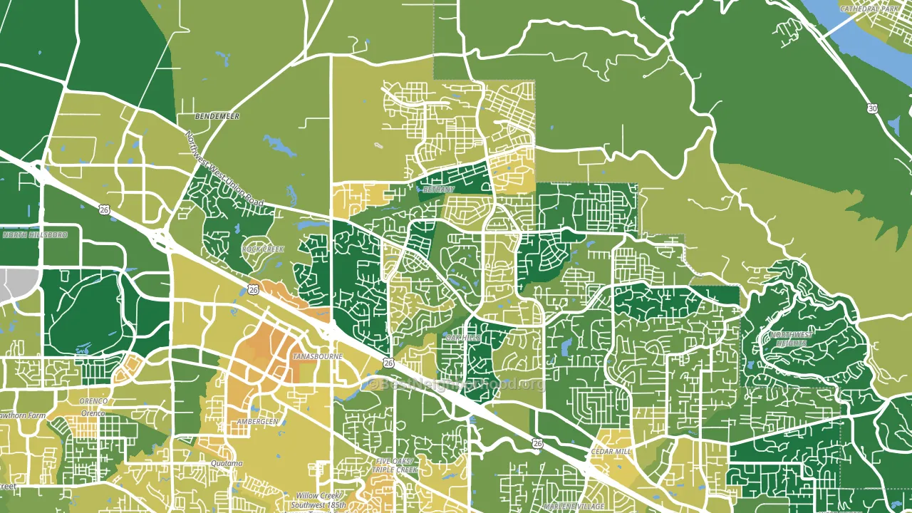 Sommerset West-Elmonica North, Bethany, OR block-group voter-turnout map