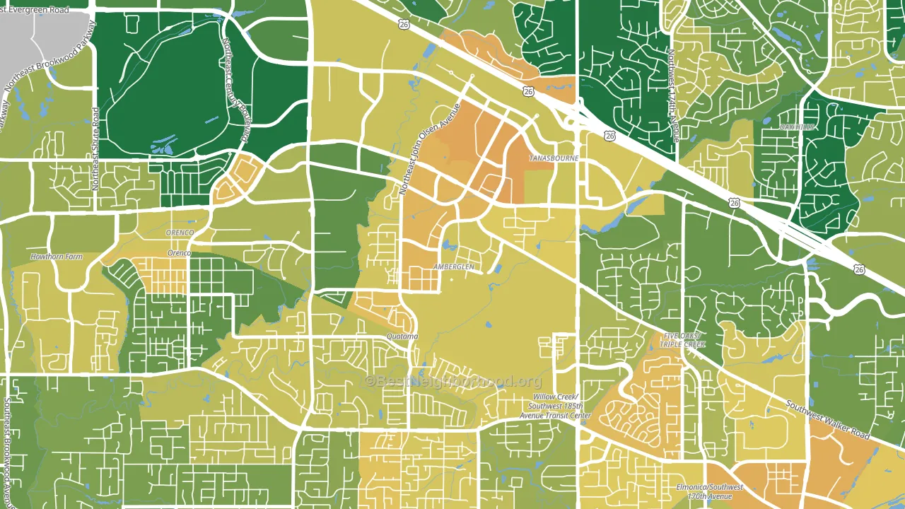 Sommerset West-Elmonica South, Hillsboro, OR block-group voter-turnout map