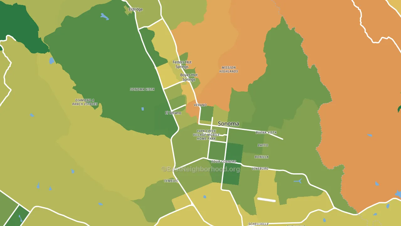Sonoma, CA block-group voter-turnout map