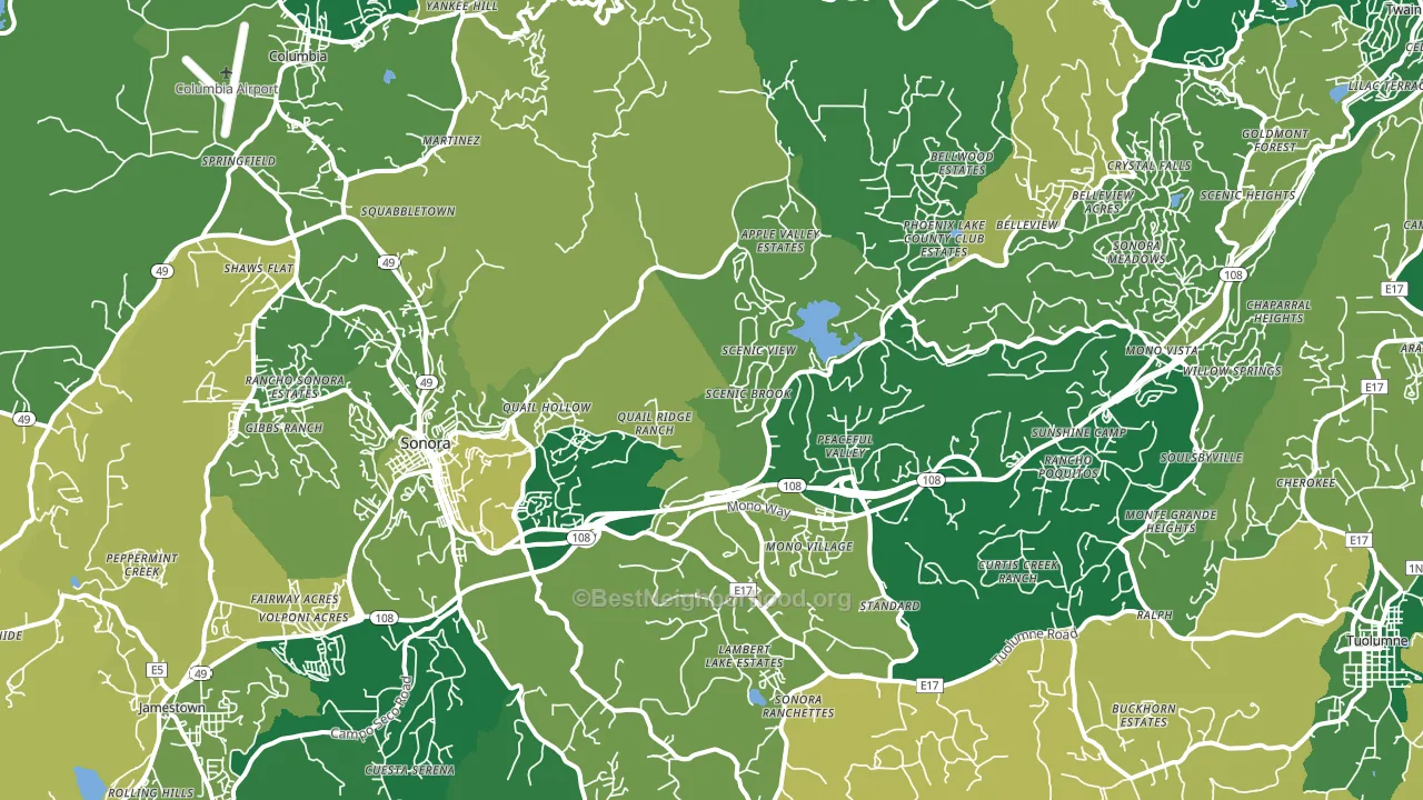 Sonora, CA block-group voter-turnout map