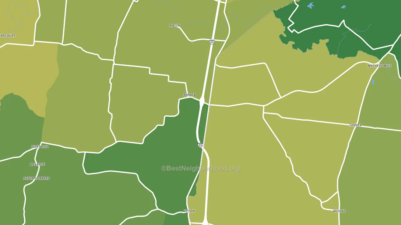 Sonora, KY block-group voter-turnout map