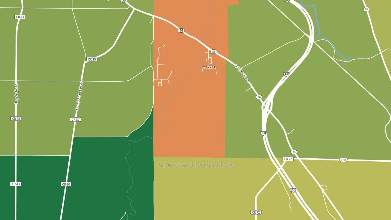 Sonyea, NY block-group voter-turnout map