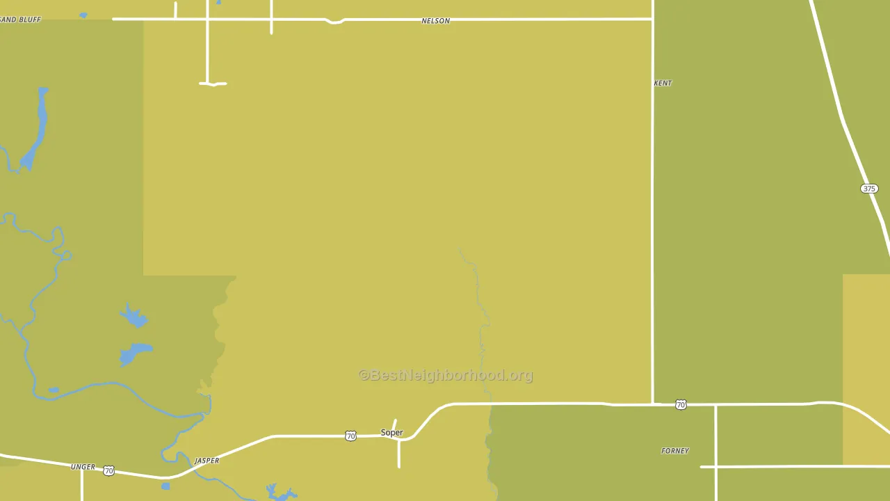 Soper, OK block-group voter-turnout map