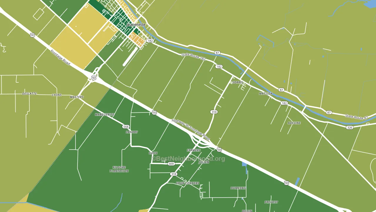 Sorrel, LA block-group voter-turnout map