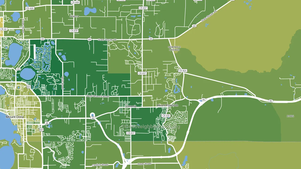 Sorrento, FL block-group voter-turnout map
