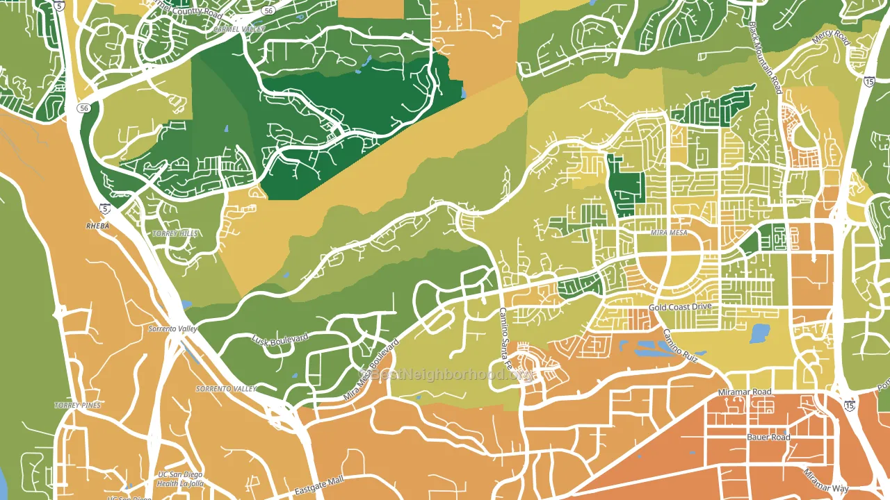 Sorrento Valley, San Diego, CA block-group voter-turnout map