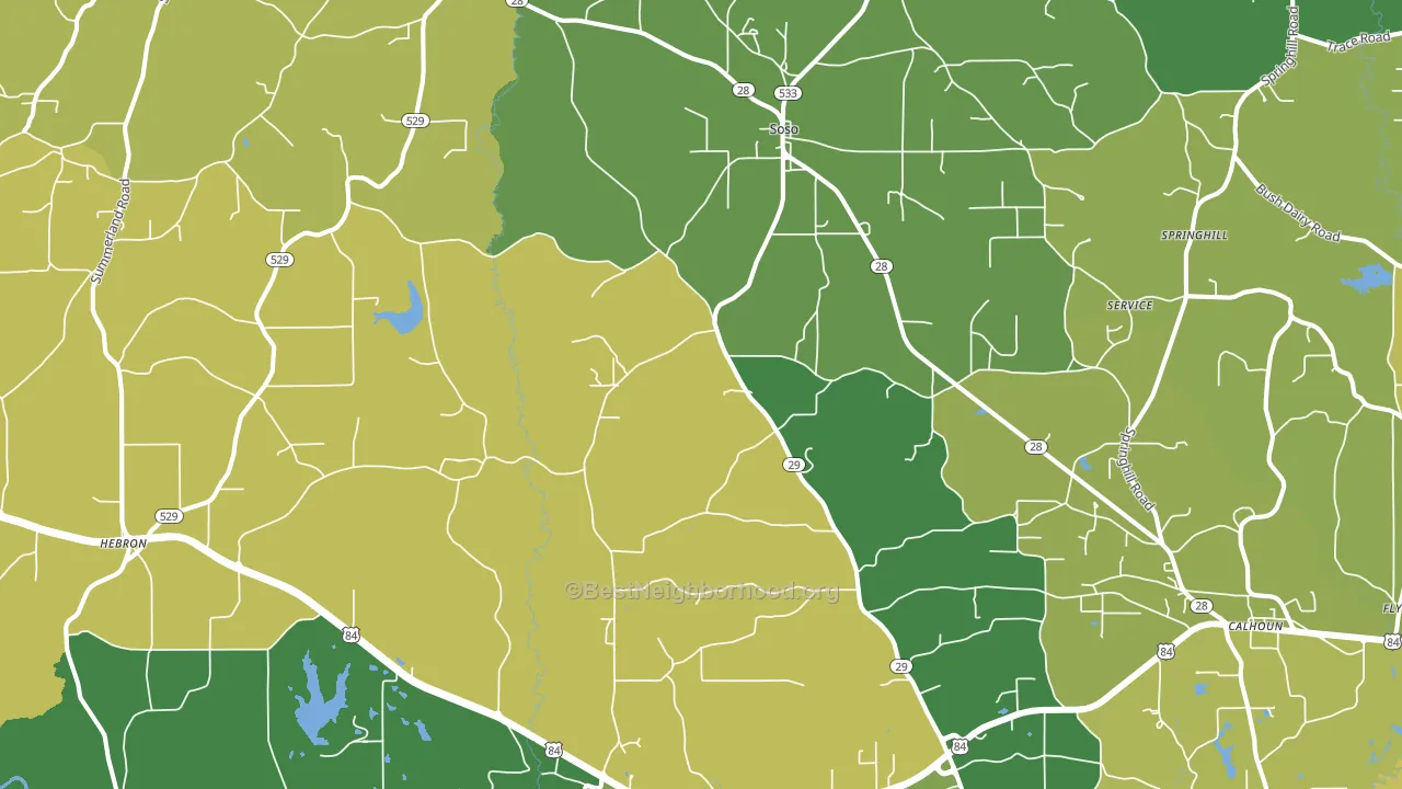 Soso, MS block-group voter-turnout map