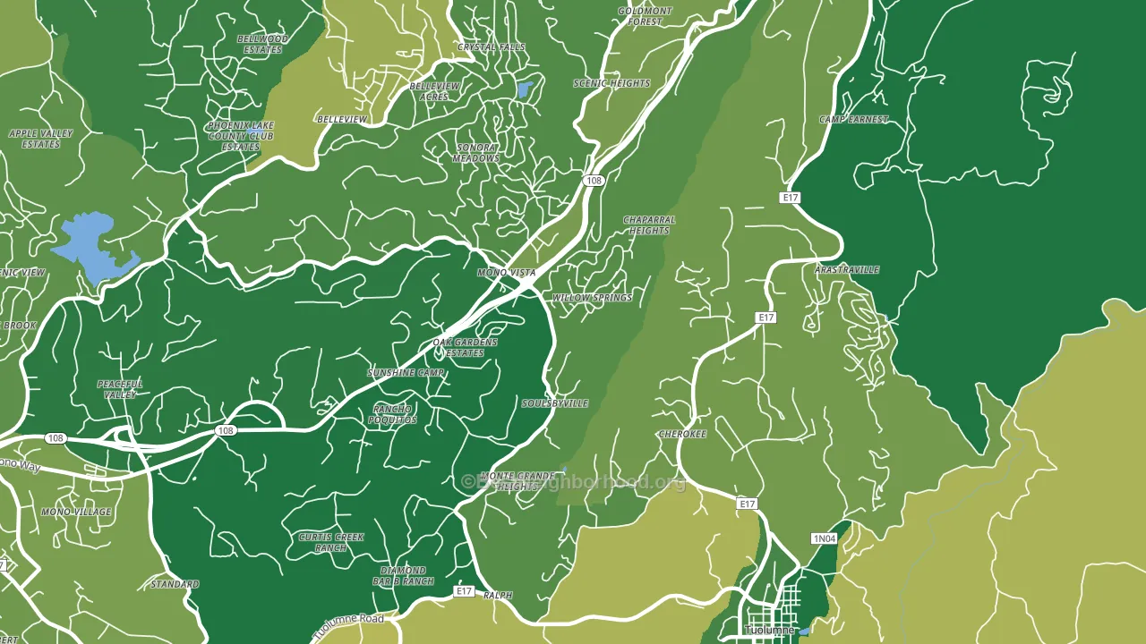 Soulsbyville, CA block-group voter-turnout map