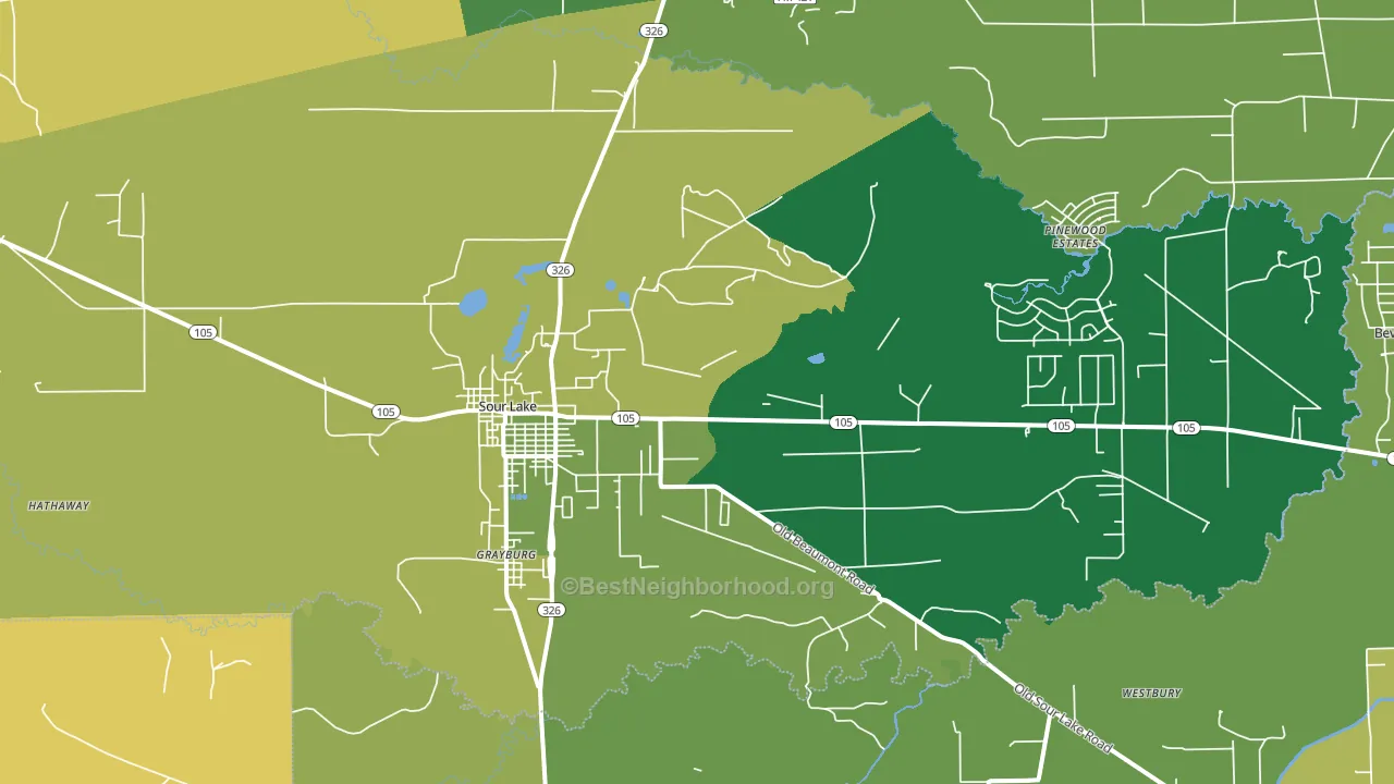 Sour Lake, TX block-group voter-turnout map