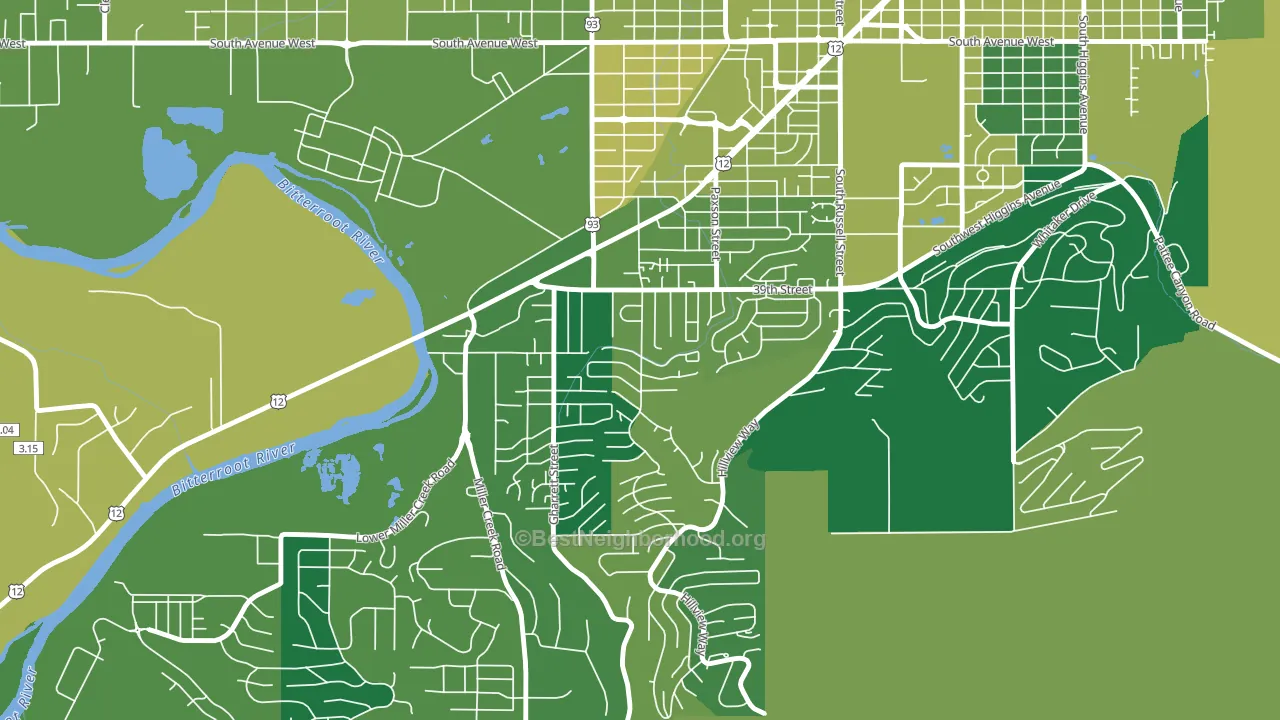South 39th Street, Missoula, MT block-group voter-turnout map