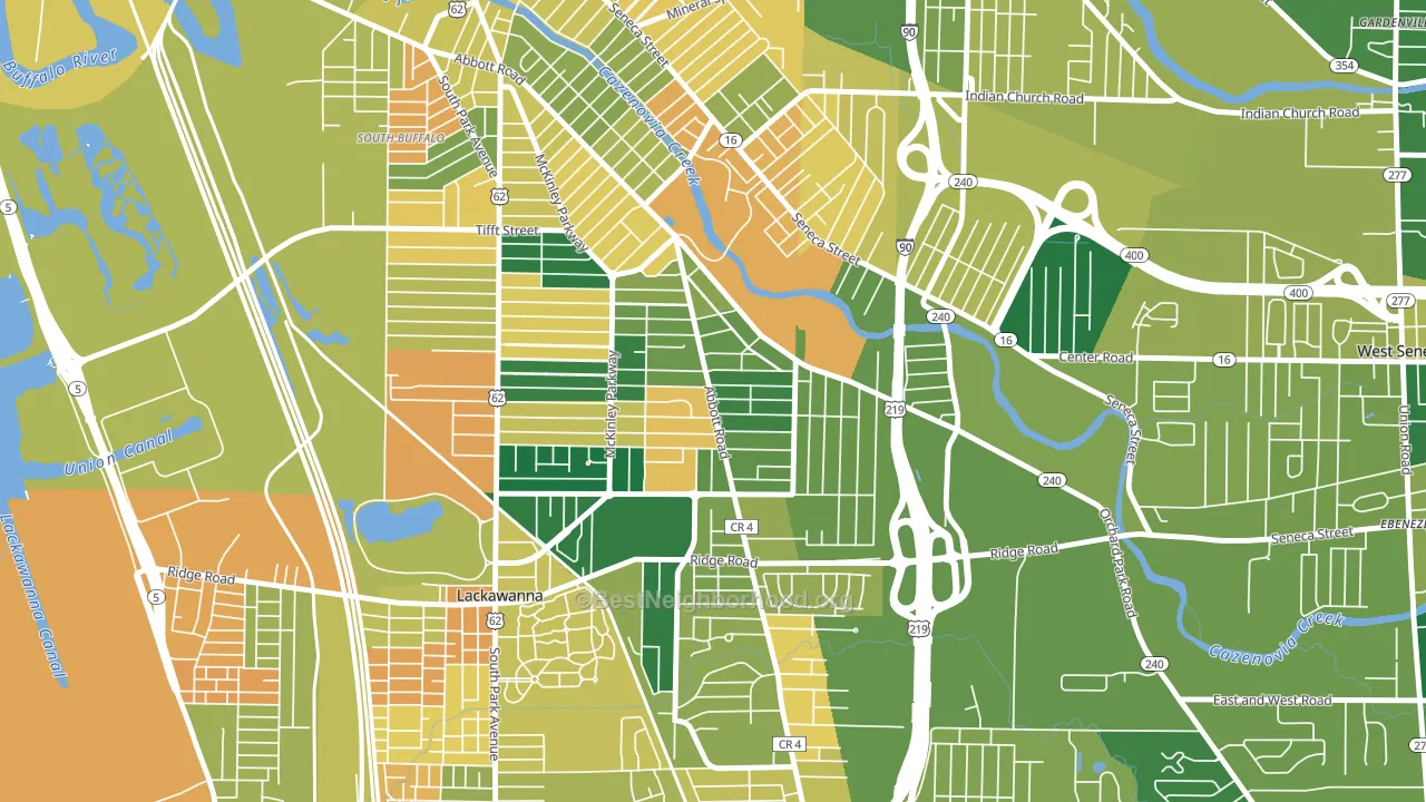 South Abbott, Buffalo, NY block-group voter-turnout map