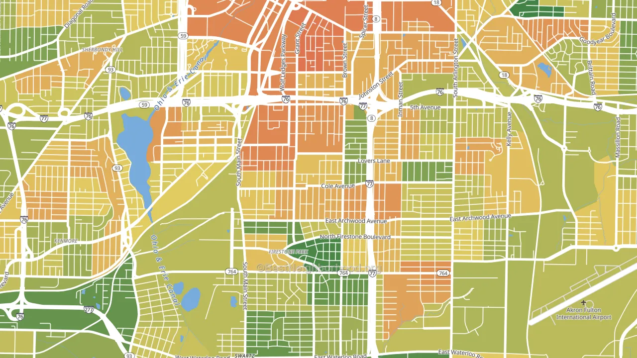 South Akron, Akron, OH block-group voter-turnout map