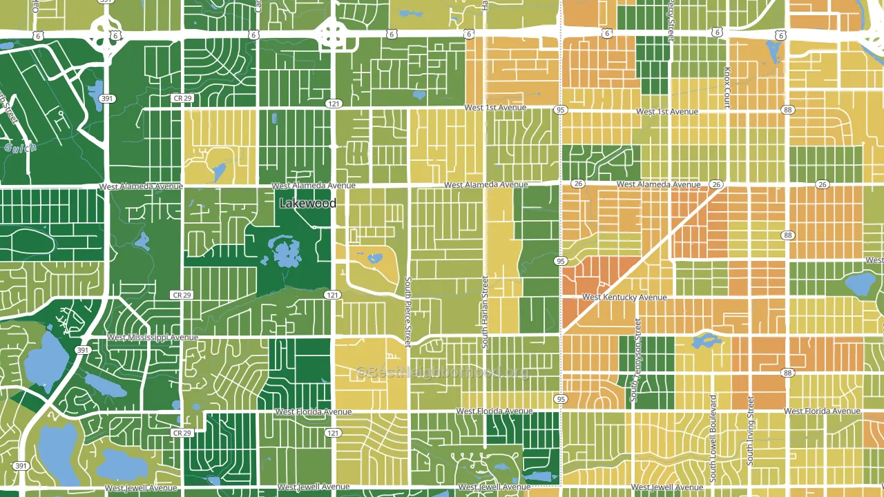 South Alameda, Lakewood, CO block-group voter-turnout map