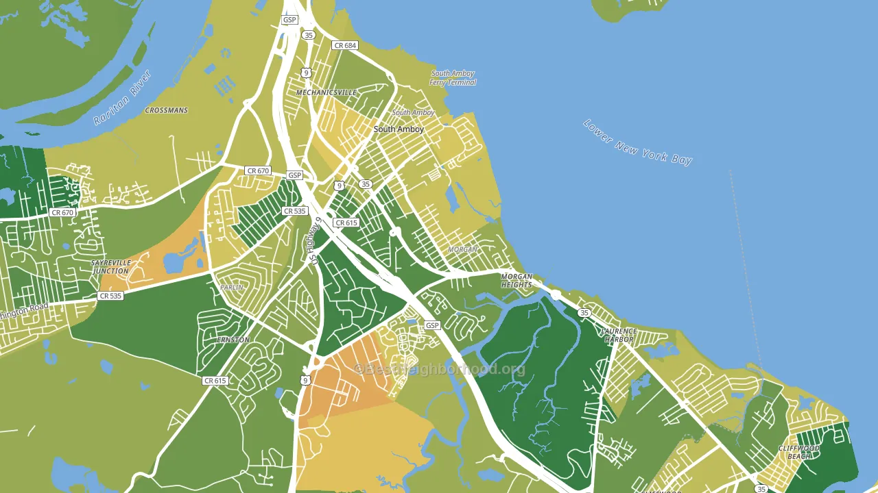 South Amboy, NJ block-group voter-turnout map