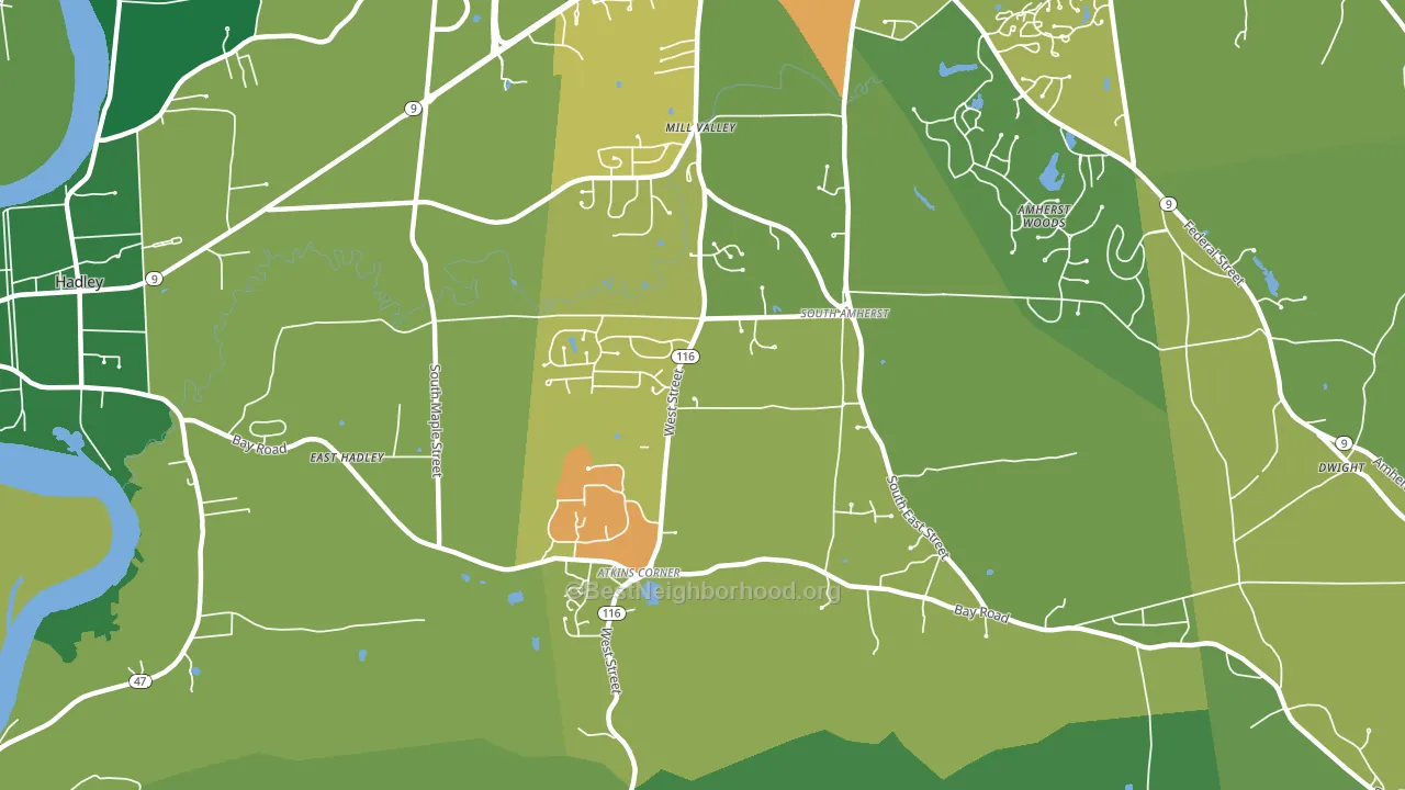 South Amherst, Amherst, MA block-group voter-turnout map