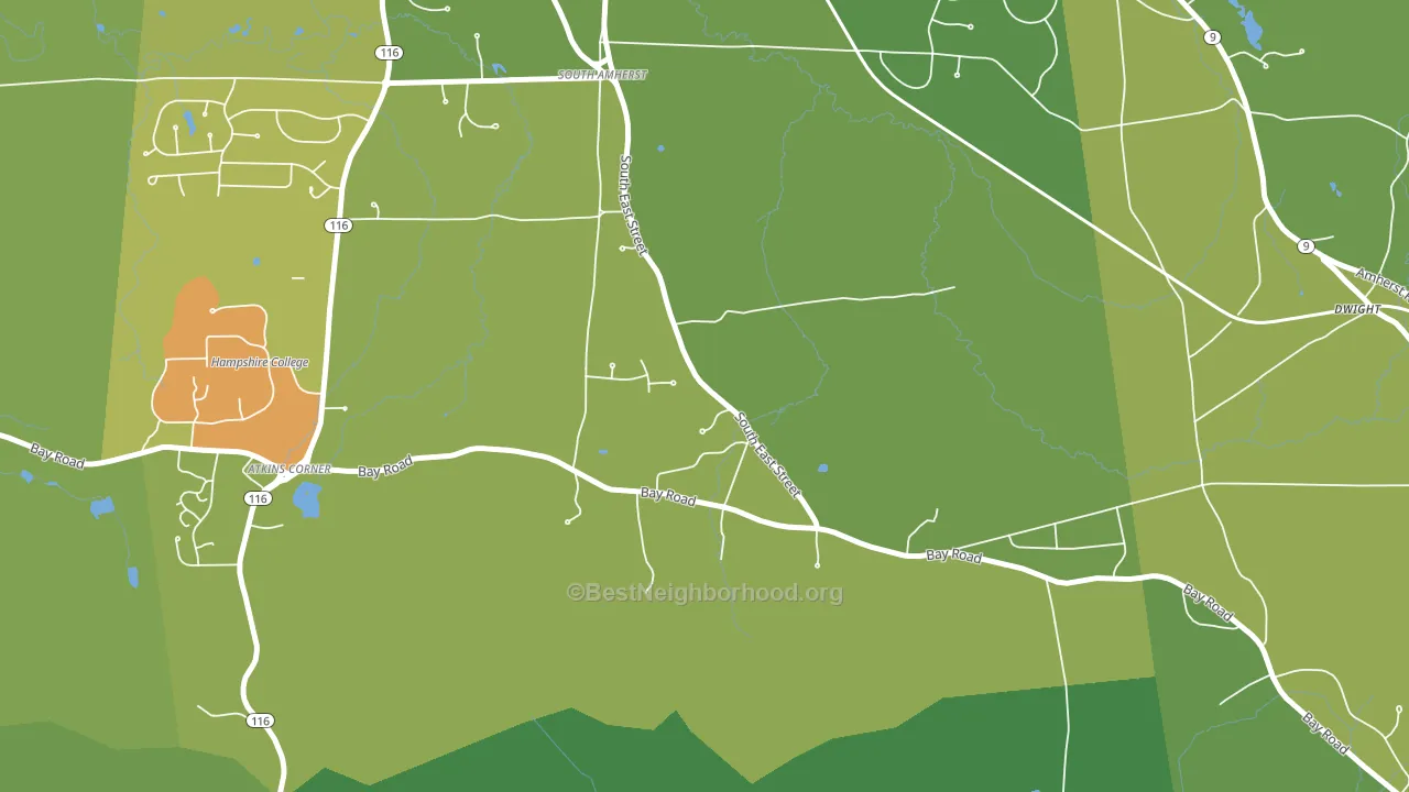 South Amherst, MA block-group voter-turnout map
