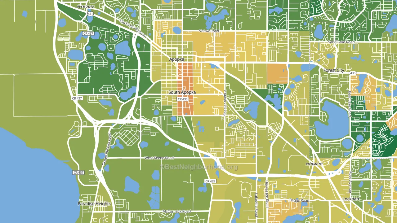 South Apopka, FL block-group voter-turnout map