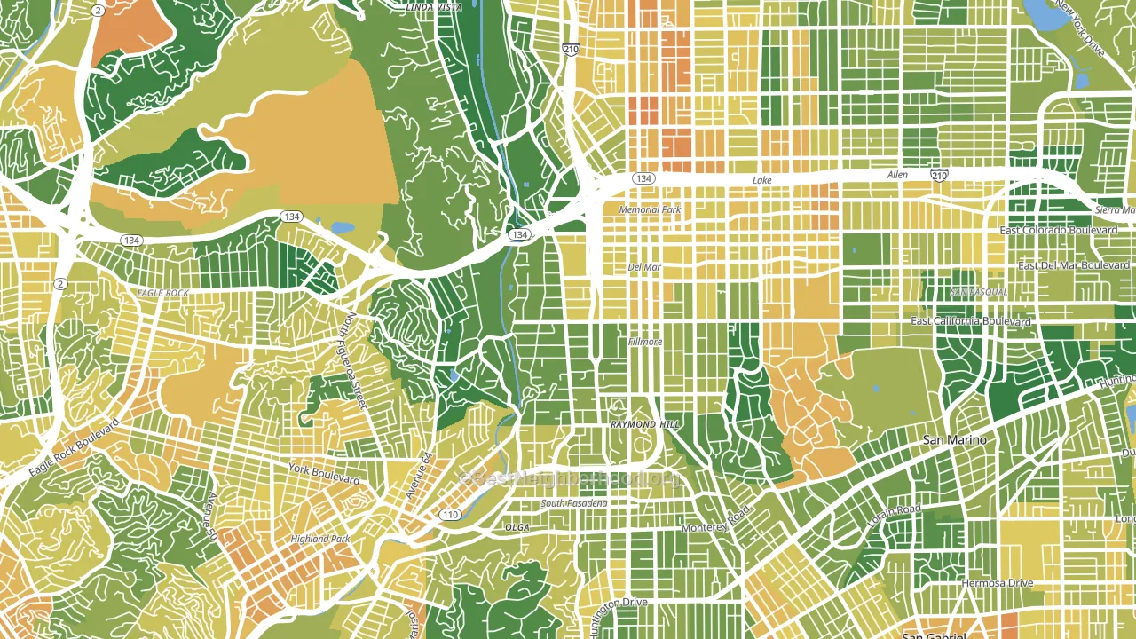 South Arroyo, Pasadena, CA block-group voter-turnout map