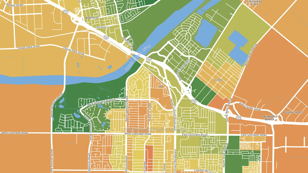 South Bank, Oxnard, CA block-group voter-turnout map