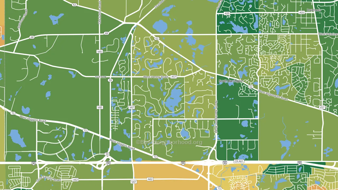 South Barrington, IL block-group voter-turnout map