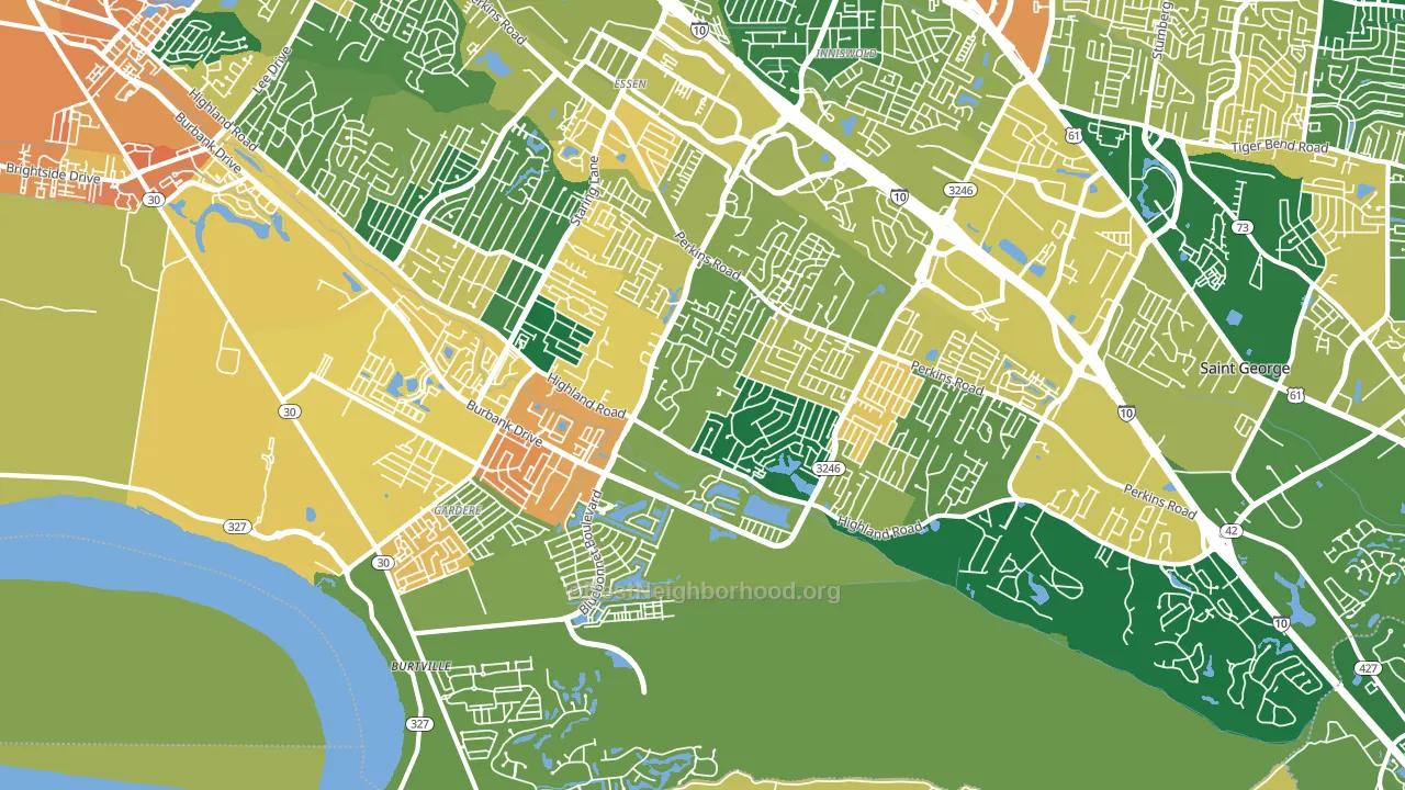 South Baton Rouge, Baton Rouge, LA block-group voter-turnout map